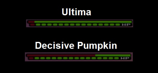 A picture showing that decisive pumpkin does more damage to terra in one cycle than ultima does